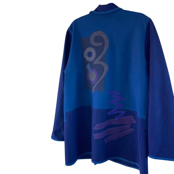 Beppa Womens Size L Blue Purple Long Sleeve Open Front Shawl Jacket Vintage - Picture 2 of 12
